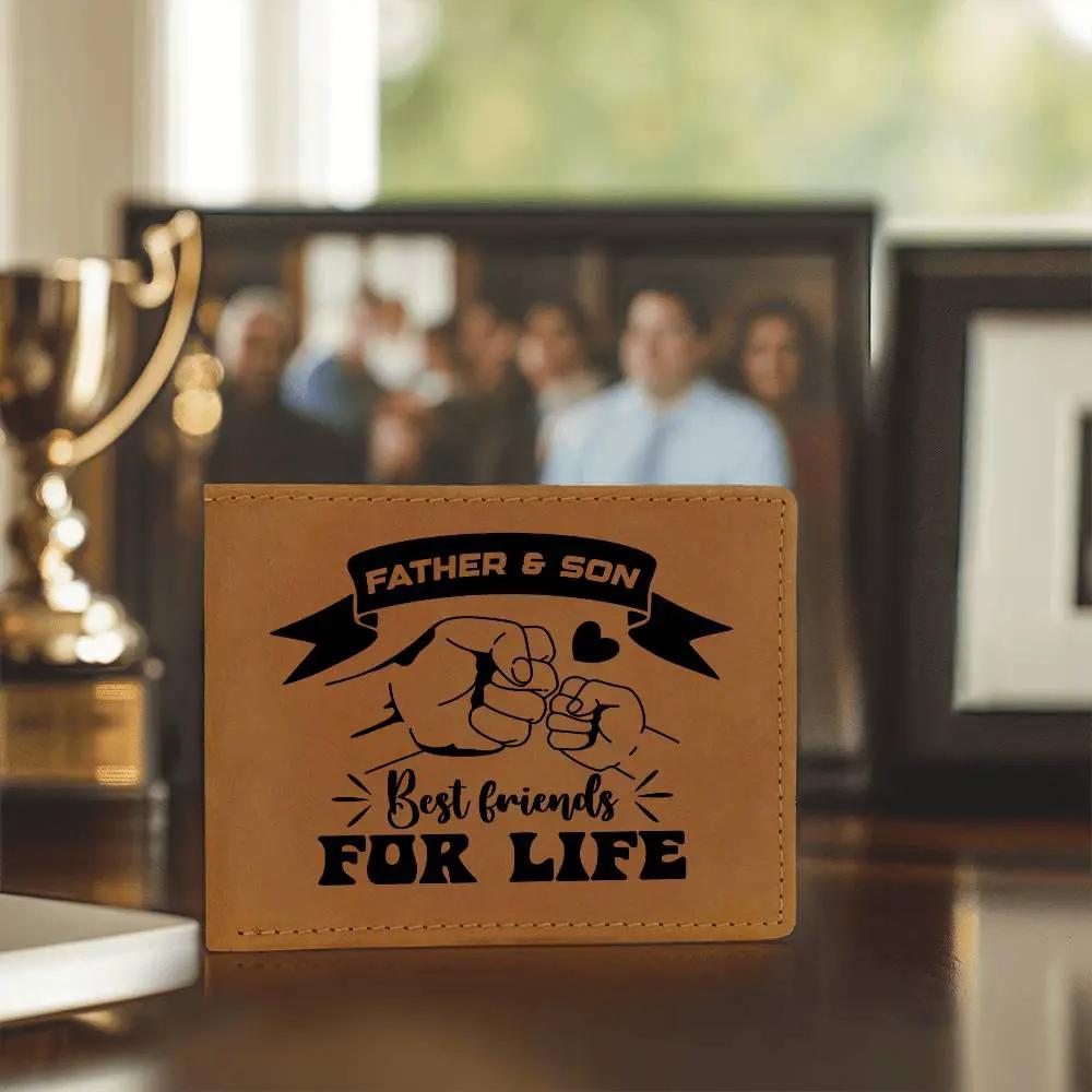 Father and Son Best Friends for Life Leather Wallet