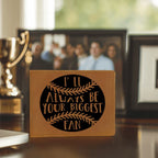 I'll Always Be Your Biggest Fan Baseball Wallet – Full Grain Cowhide Leather Bifold – Heartfelt Gift for Dad, Son, or Player