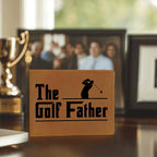 The Golf Father Leather Wallet – Full Grain Cowhide Bifold – Funny Golf Gift for Dad, Grandpa, or Husband
