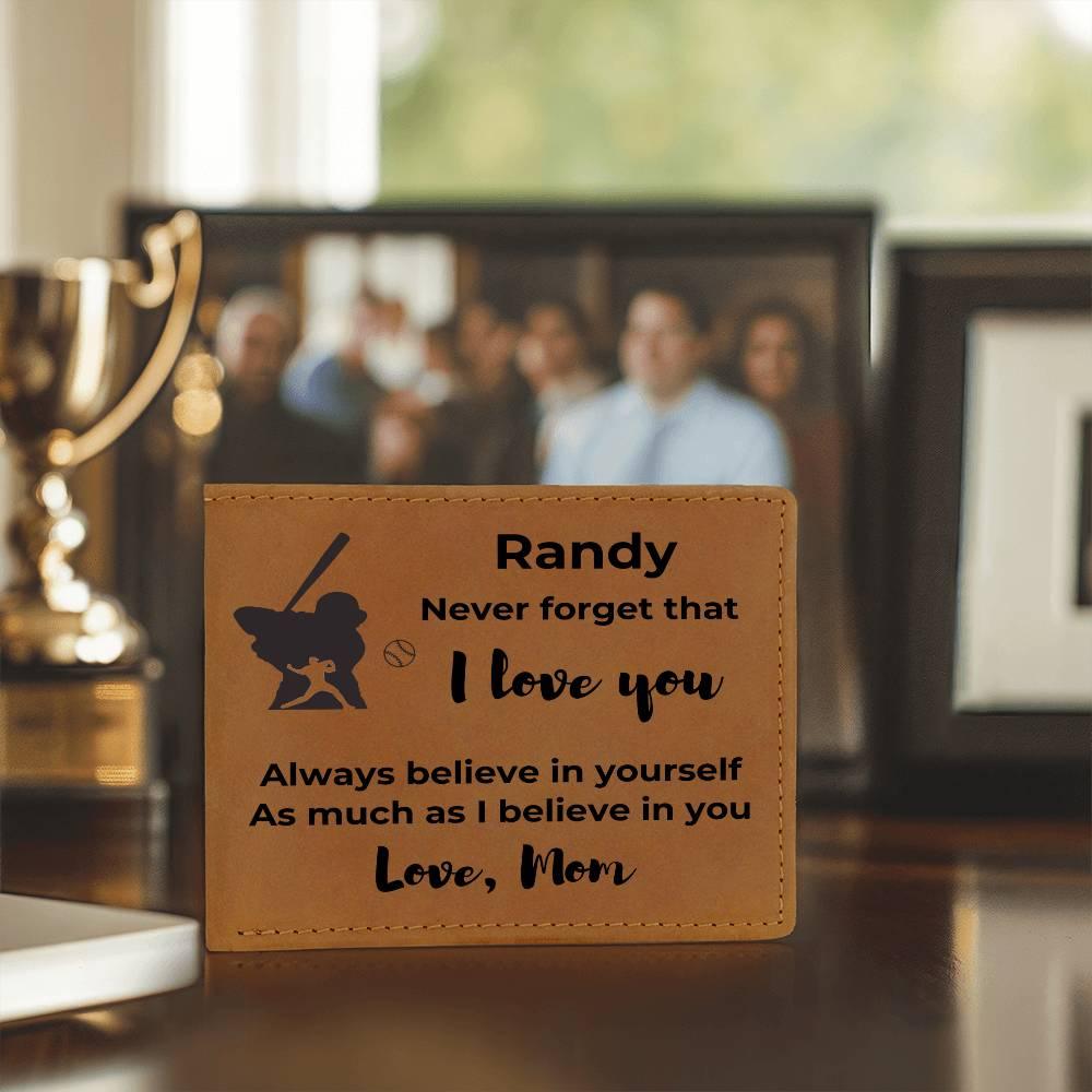 Baseball Custom Printed Believe in Yourself Cowhide Leather Men's Wallet - Mallard Moon Gift Shop