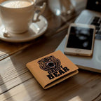Daddy Bear Printed Leather Wallet Genuine Cowhide
