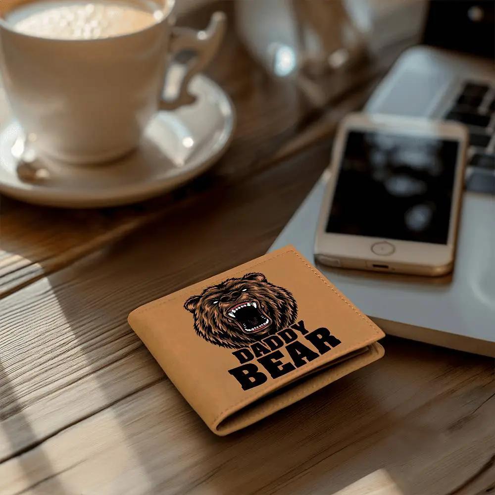Daddy Bear Printed Leather Wallet Genuine Cowhide
