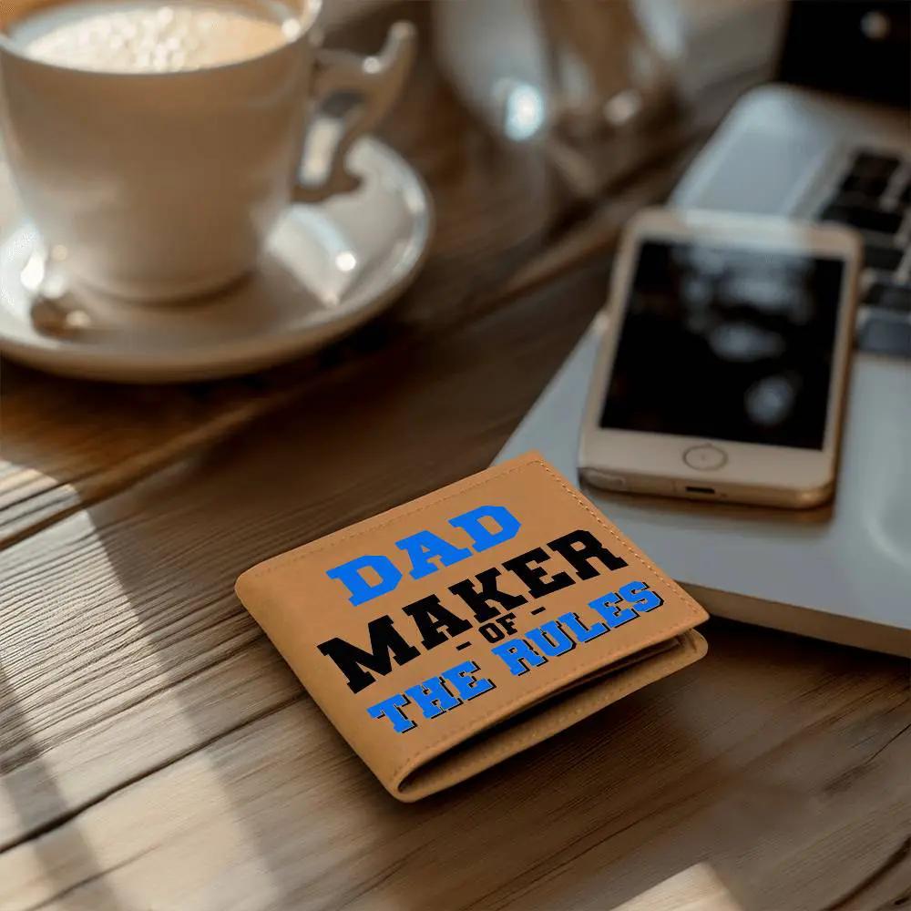 Dad Maker of the Rules Leather Wallet | Funny Dad Gift Wallet | Father's Day Gift for Dad | Genuine Leather Bifold Wallet