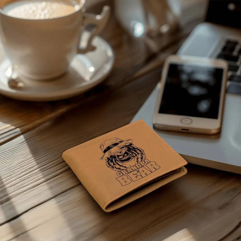 Grandpa Bear Custom Printed Leather Wallet