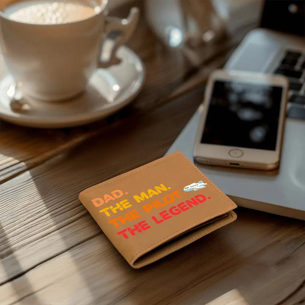 Dad The Man The Pilot The Legend Leather Wallet