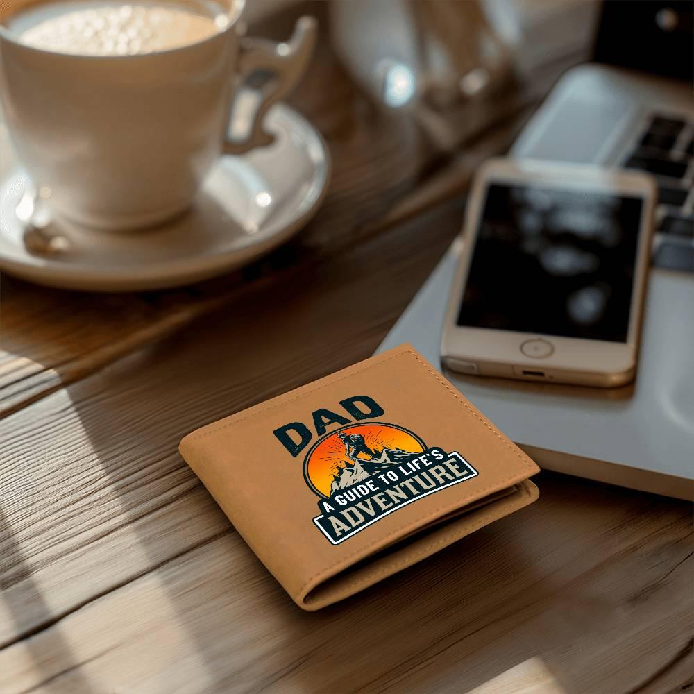 Dad Gift - A Guide to Life's Adventure Genuine Cowhide Leather Wallet - Mallard Moon Gift Shop