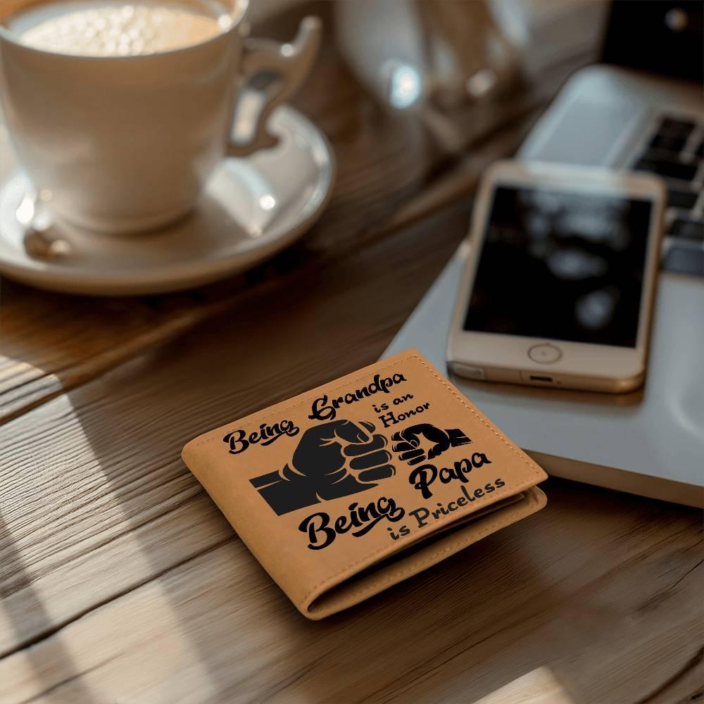 Being Grandpa is an Honor Leather Wallet - Mallard Moon Gift Shop