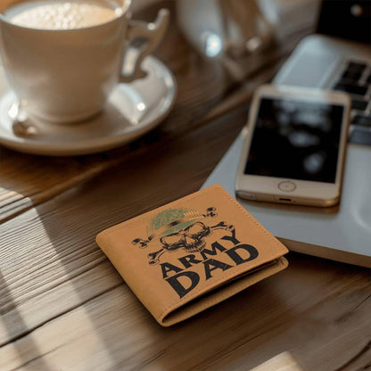 Army Dad Graphic Custom Leather Wallet - Mallard Moon Gift Shop