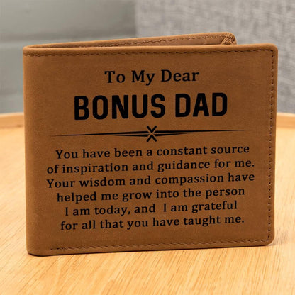 Gift for Bonus Dad Leather Wallet - Mallard Moon Gift Shop