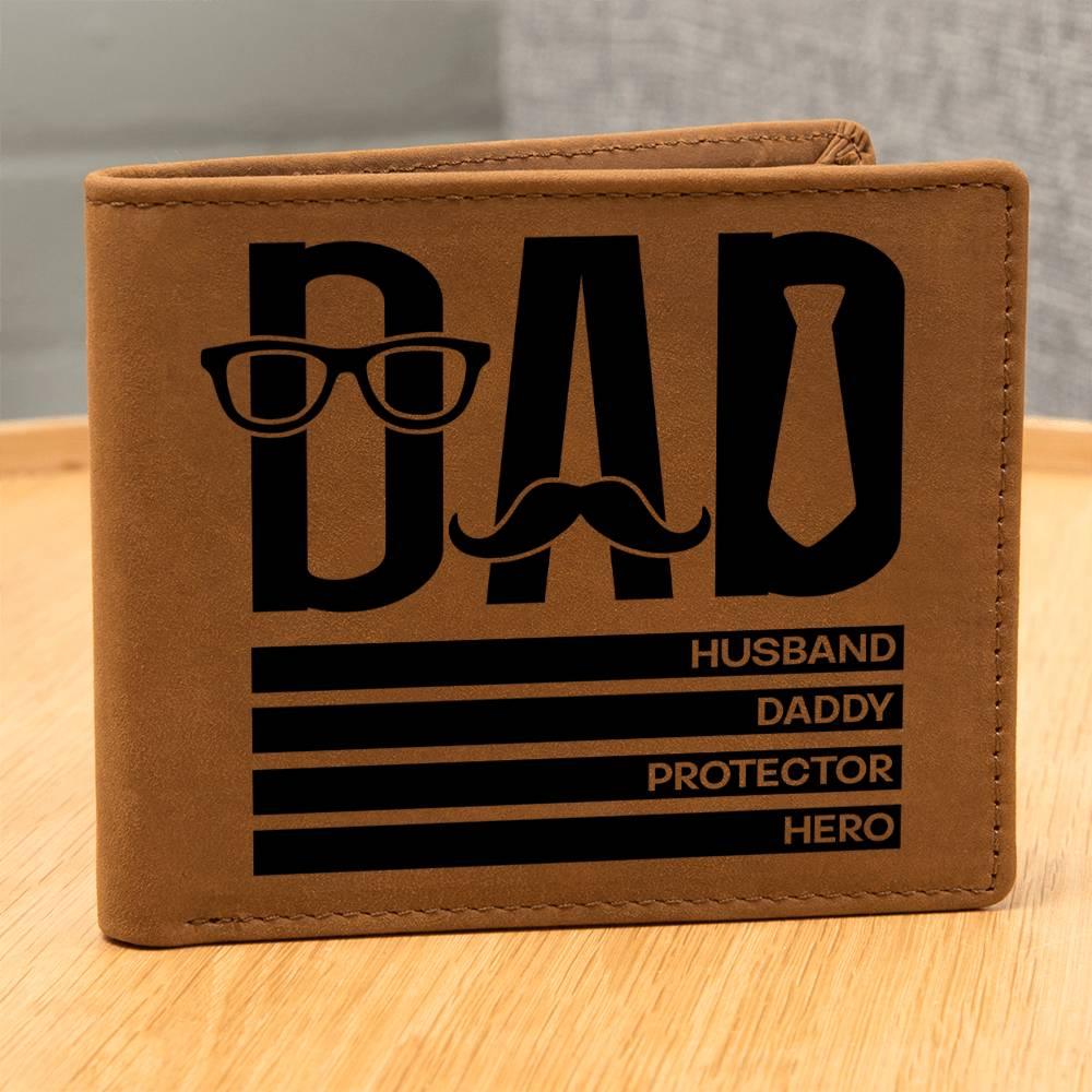 Dad Gift - Husband Daddy Protector Hero Leather Wallet - Mallard Moon Gift Shop