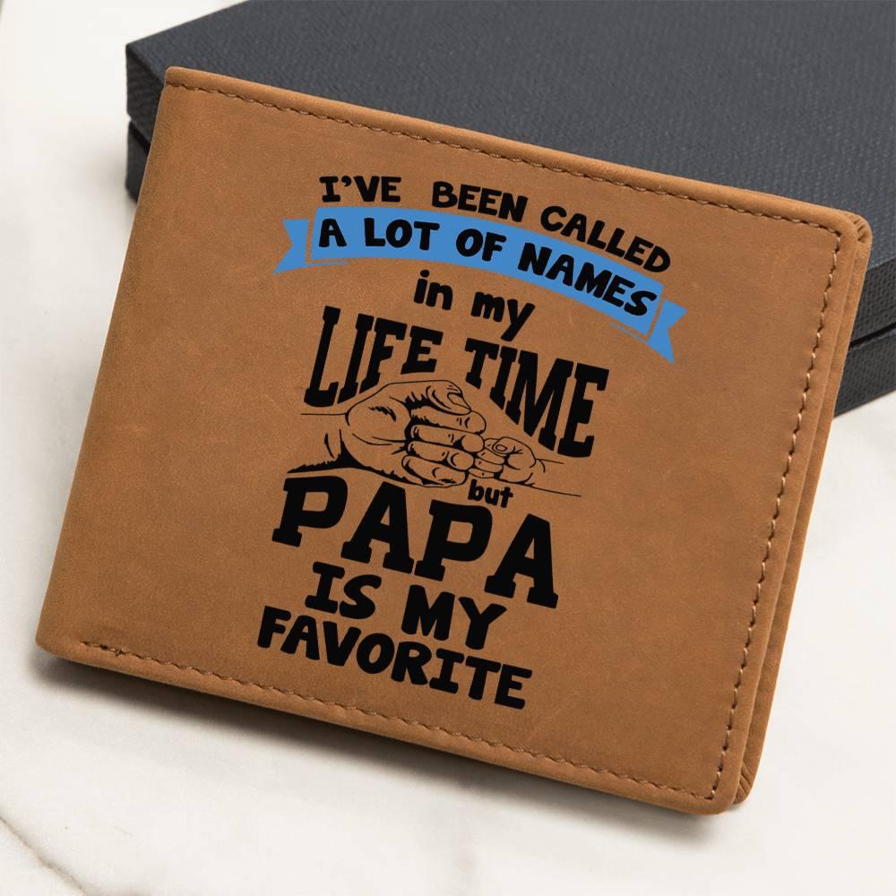 Papa is My Favorite Title Leather Wallet - Mallard Moon Gift Shop