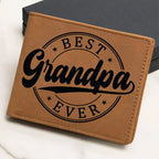 Grandfather Gift - Best Grandpa Ever Genuine Cowhide Leather Wallet