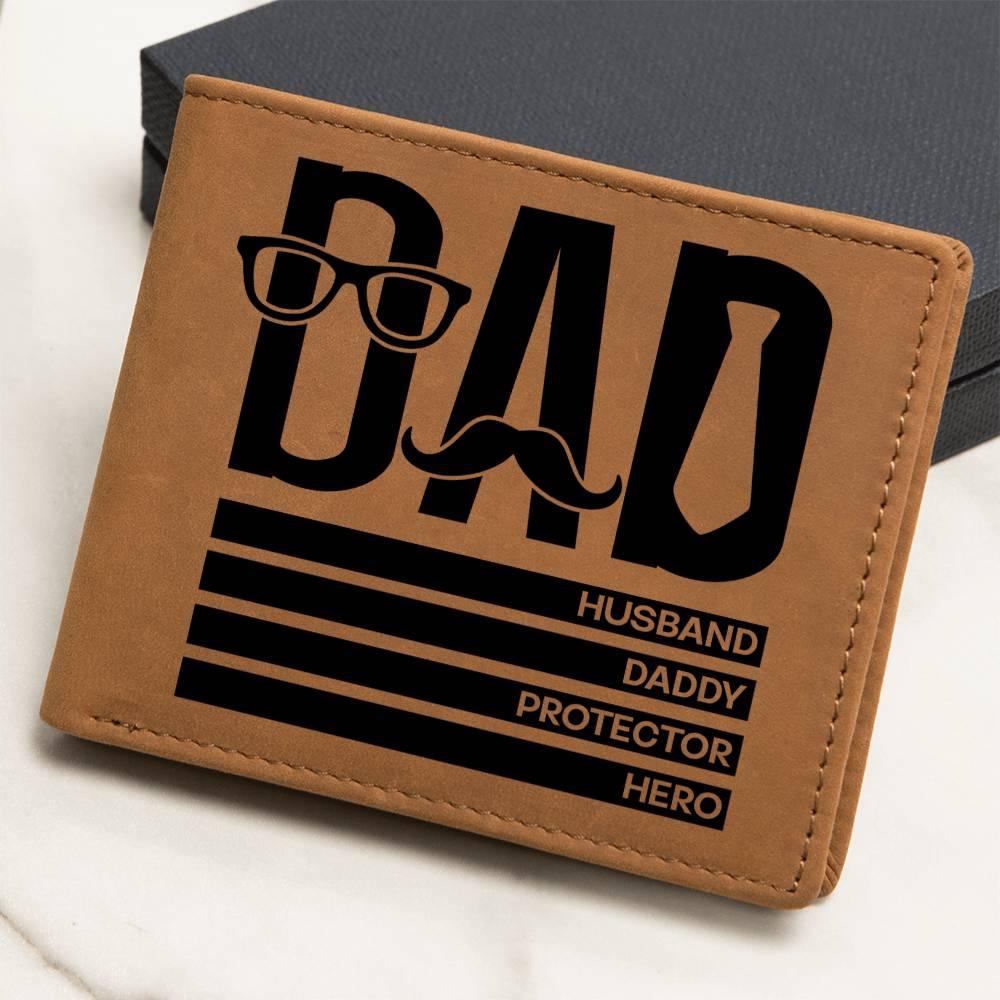 Dad Gift - Husband Daddy Protector Hero Leather Wallet - Mallard Moon Gift Shop