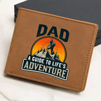 Dad Gift - A Guide to Life's Adventure Genuine Cowhide Leather Wallet