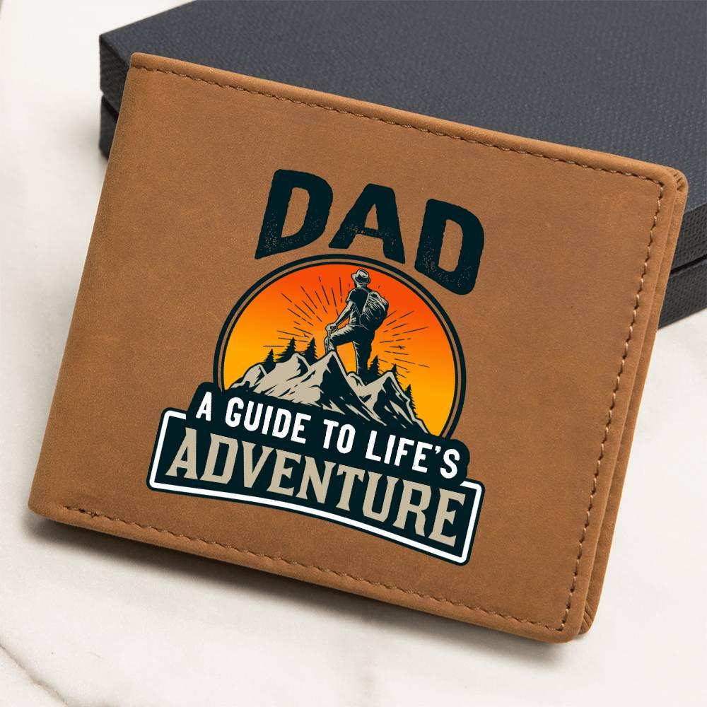 Dad Gift - A Guide to Life's Adventure Genuine Cowhide Leather Wallet - Mallard Moon Gift Shop