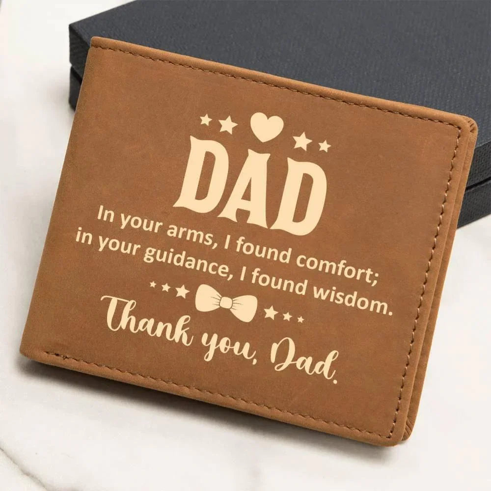 Dad In Your Arms, I Found Comfort Genuine Cowhide Leather Wallet