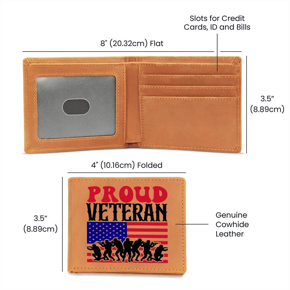 Proud Veteran Genuine Cowhide Leather Wallet - Mallard Moon Gift Shop