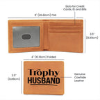 Trophy Husband Cowhide Leather Bifold Wallet – Funny & Stylish Gift for Him
