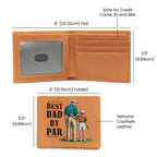 Best Dad by Par Illustrated Wallet – Full Grain Leather Golf Wallet Gift for Dad – Thoughtful Father's Day Gift with Gift Box