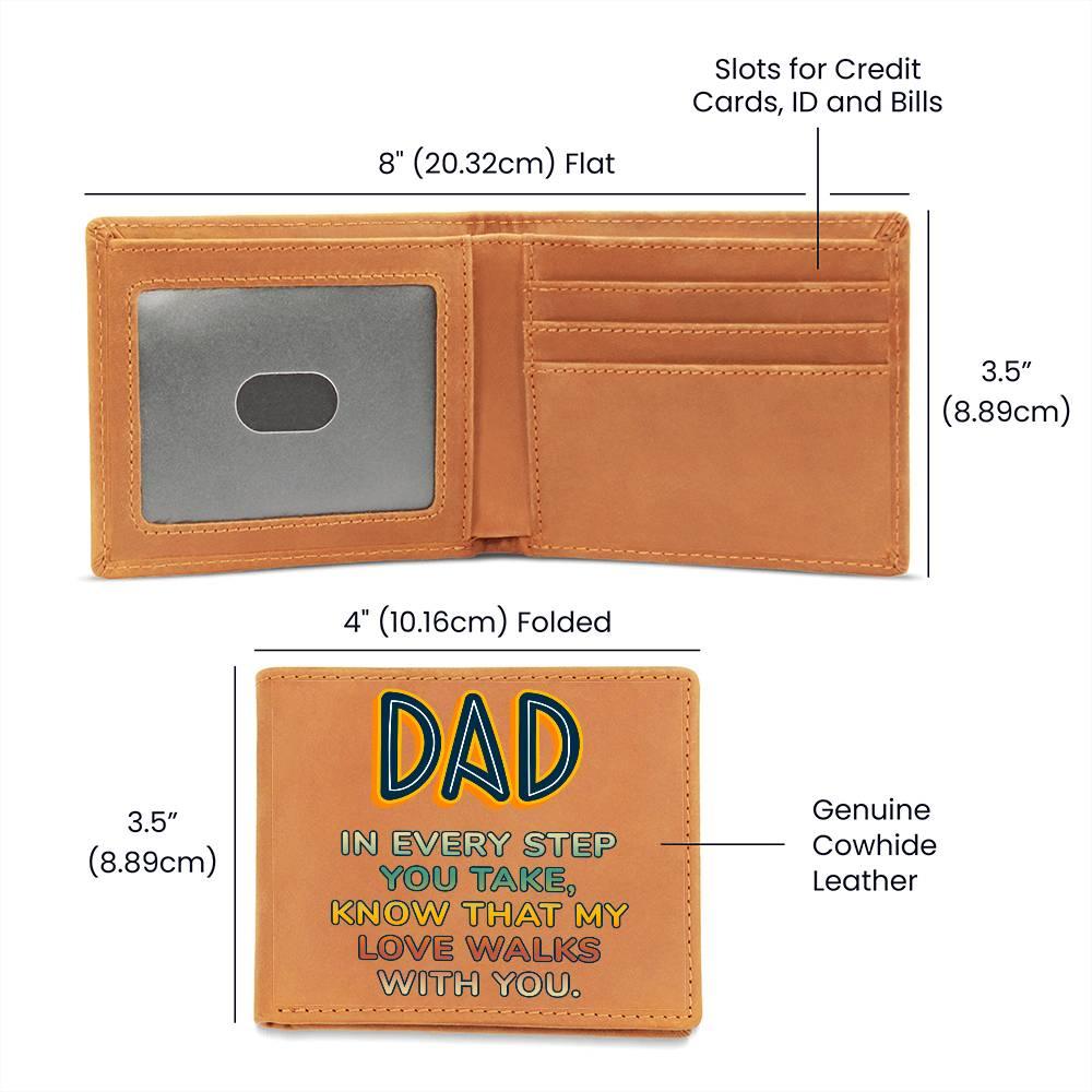 Gift for Dad - In Every Step Love Walks With You Genuine Cowhide Leather Wallet - Mallard Moon Gift Shop