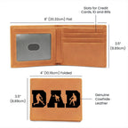 Baseball Silhouette Dad Wallet – Full Grain Cowhide Leather Bifold – Sports Gift for Father's Day or Baseball Coach