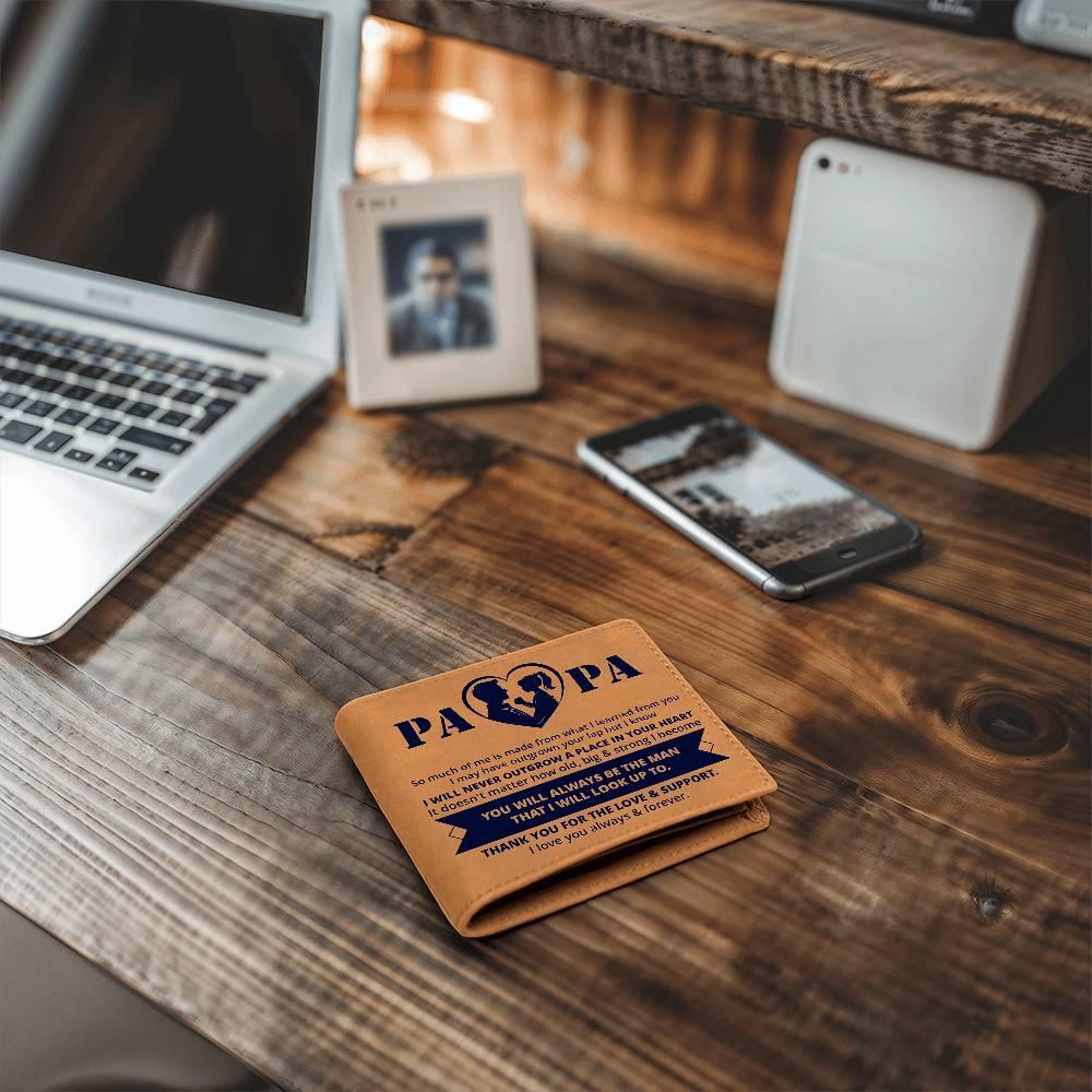 Gift for Papa - Never Outgrow Your Heart Genuine Cowhide Leather Wallet - Mallard Moon Gift Shop