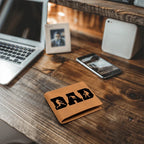 Baseball Silhouette Dad Wallet – Full Grain Cowhide Leather Bifold – Sports Gift for Father's Day or Baseball Coach