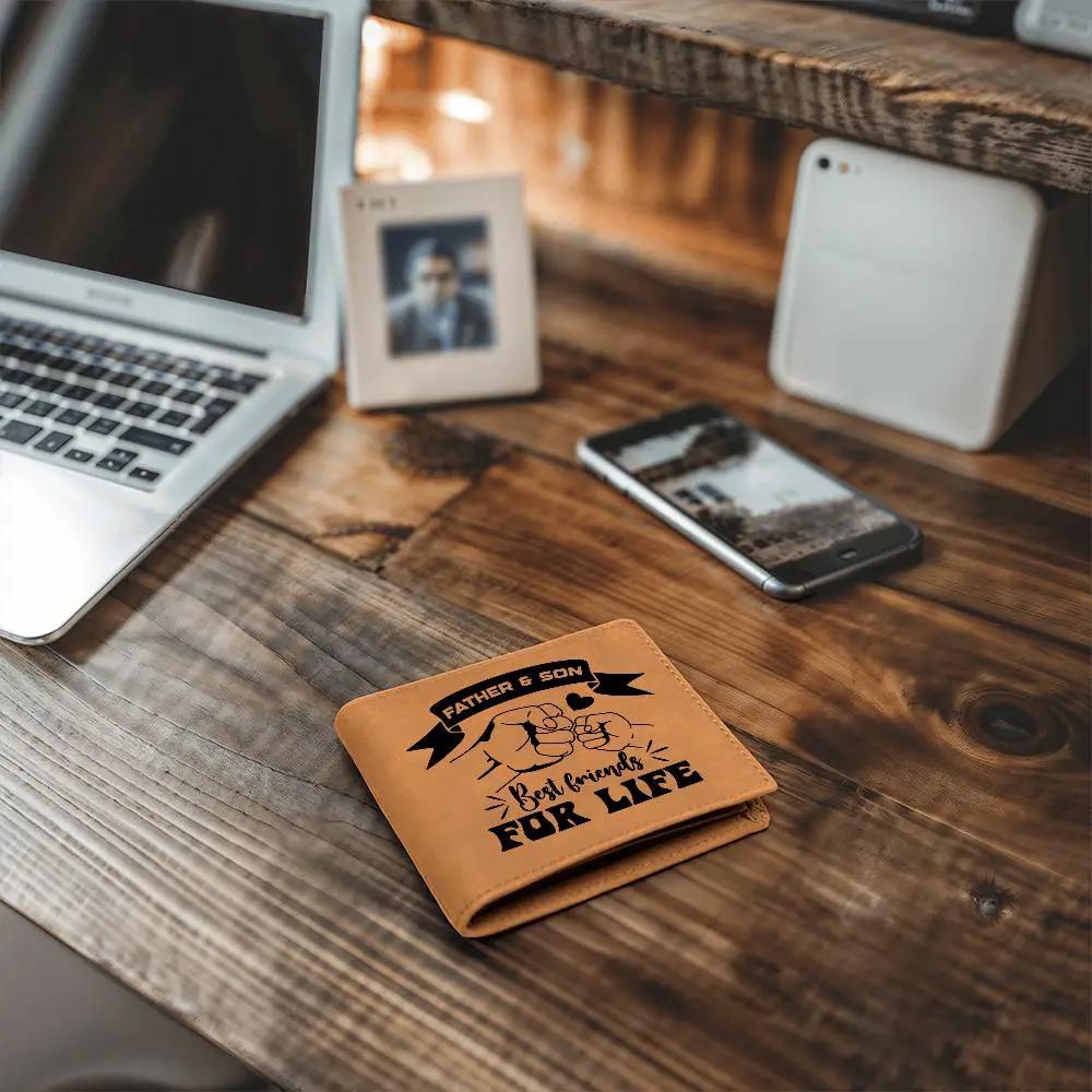 Father and Son Best Friends for Life Leather Wallet