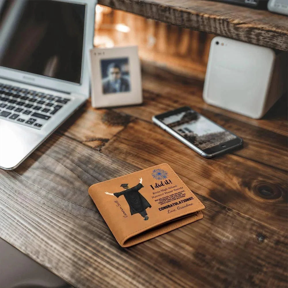 Son, Grandson, Brother, Nephew Custom Graduation Leather Wallet