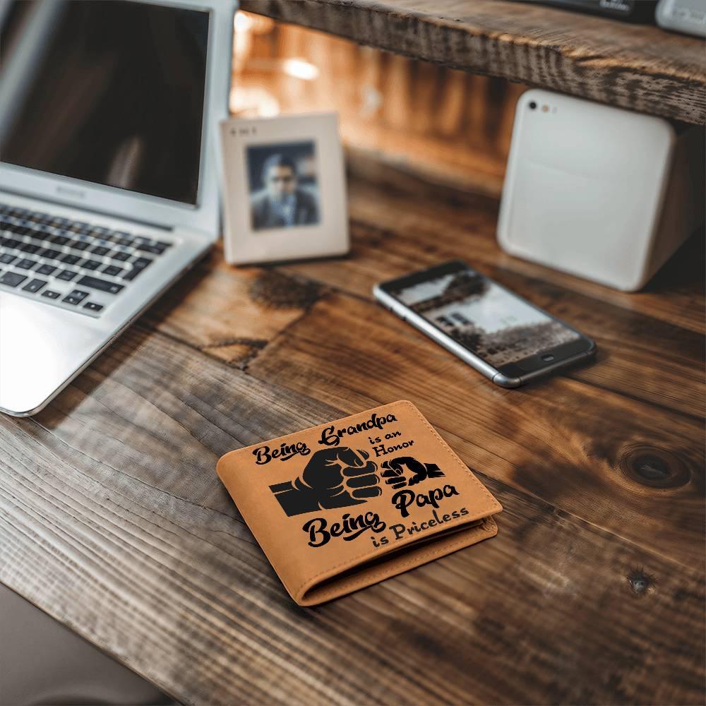Being Grandpa is an Honor Leather Wallet - Mallard Moon Gift Shop