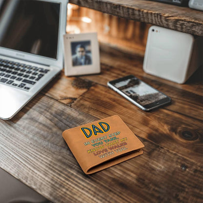 Gift for Dad - In Every Step Love Walks With You Genuine Cowhide Leather Wallet - Mallard Moon Gift Shop