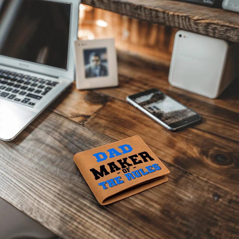 Dad Maker of the Rules Leather Wallet | Funny Dad Gift Wallet | Father's Day Gift for Dad | Genuine Leather Bifold Wallet