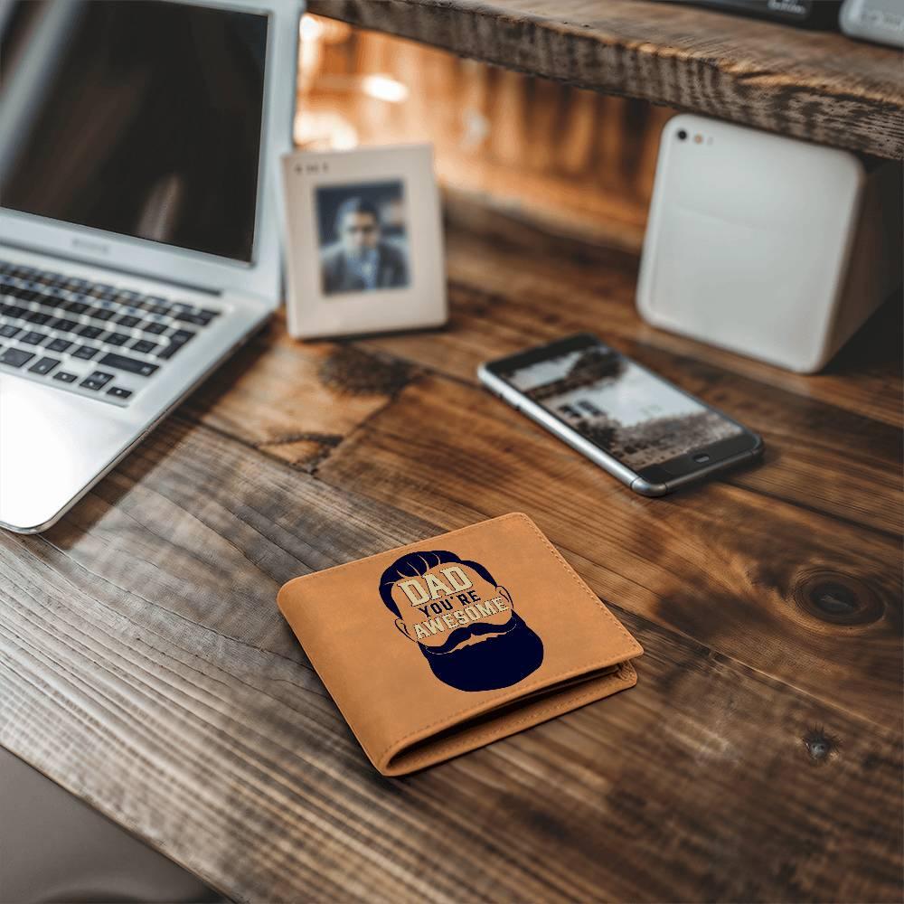 Gift for Dad - You Are Awesome Genuine Cowhide Leather Wallet - Mallard Moon Gift Shop