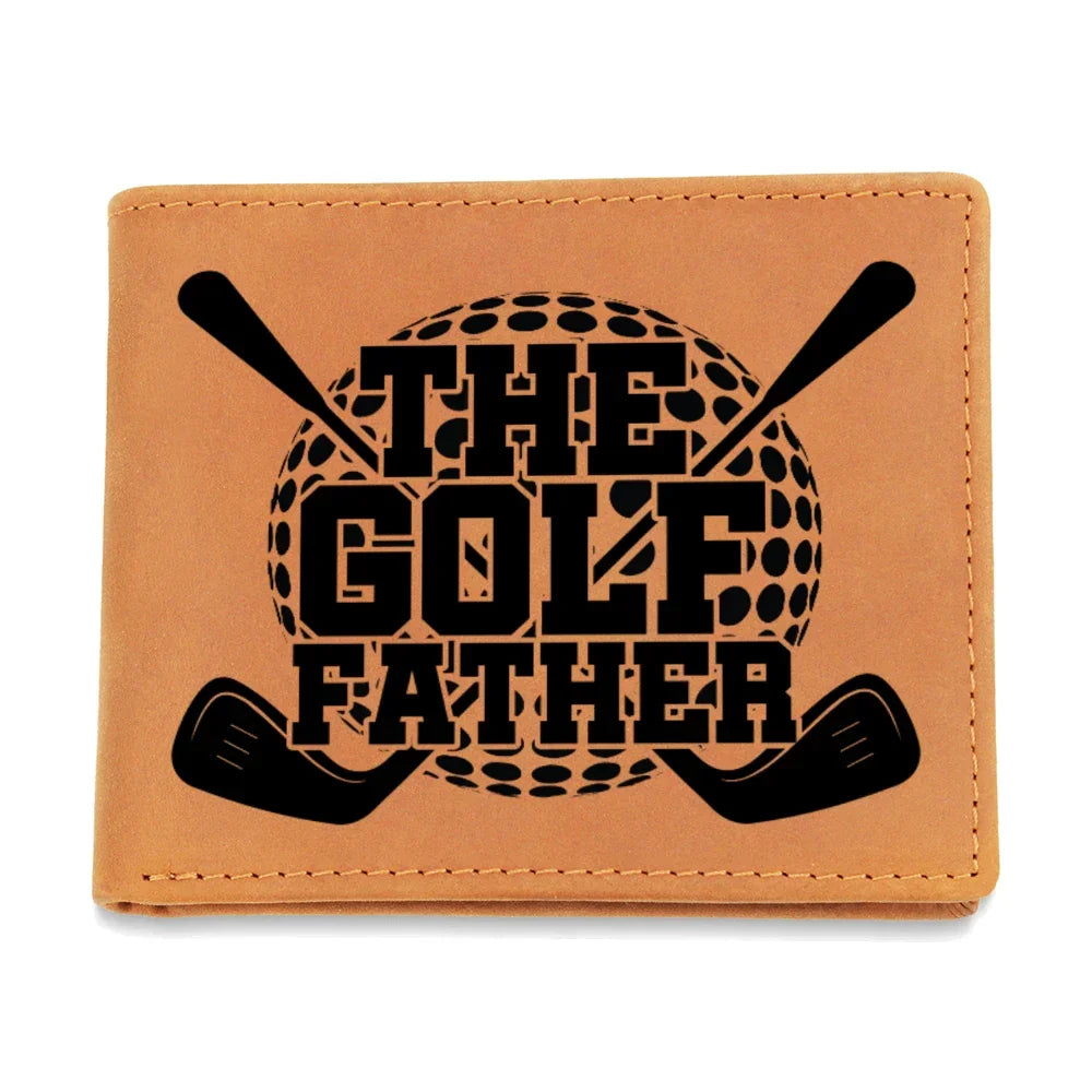 The Golf Father Wallet – Funny Golf Gift for Dad – Full Grain Leather Bifold Wallet in Gift Box
