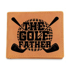 The Golf Father Wallet – Funny Golf Gift for Dad – Full Grain Leather Bifold Wallet in Gift Box