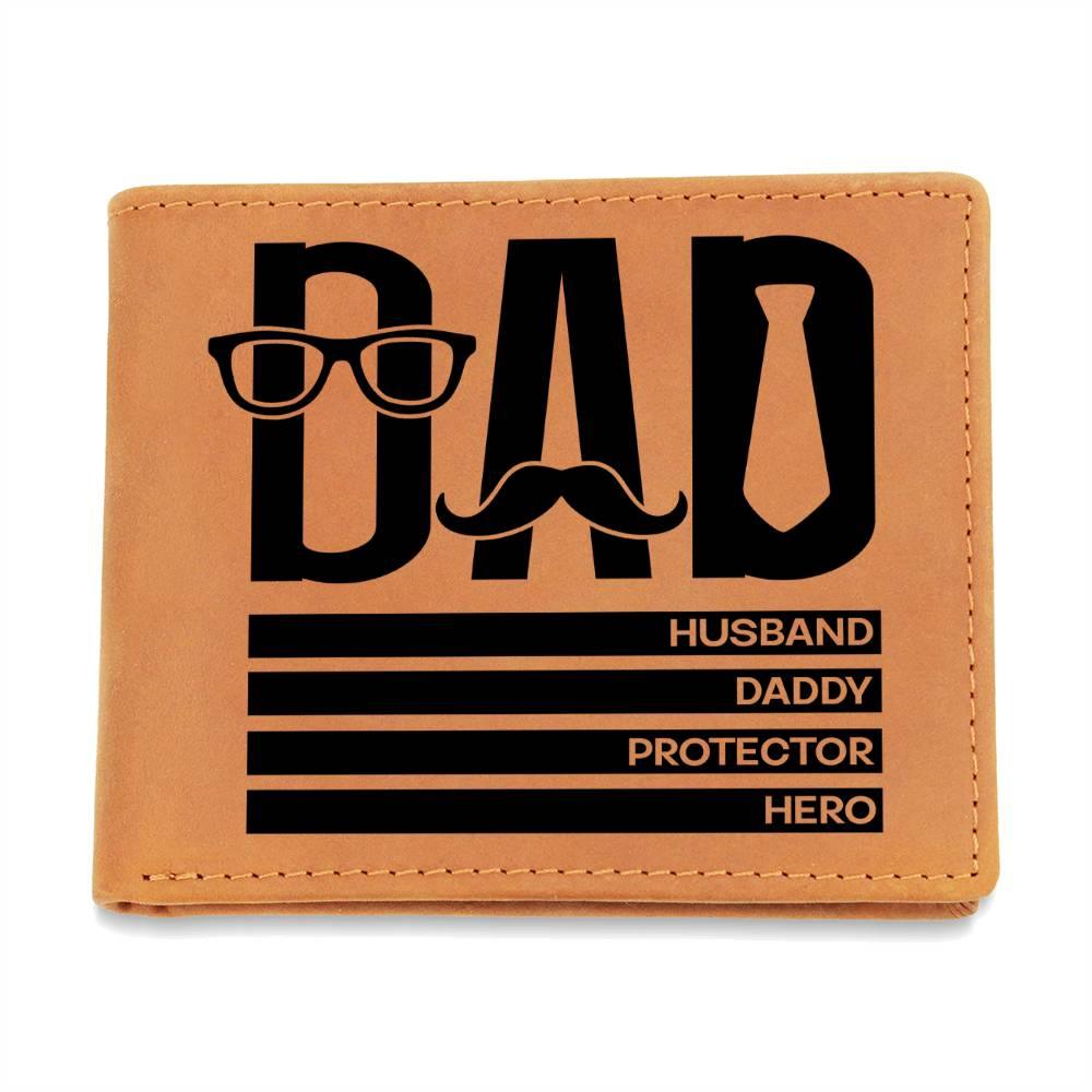 Dad Gift - Husband Daddy Protector Hero Leather Wallet - Mallard Moon Gift Shop