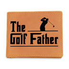 The Golf Father Leather Wallet – Full Grain Cowhide Bifold – Funny Golf Gift for Dad, Grandpa, or Husband