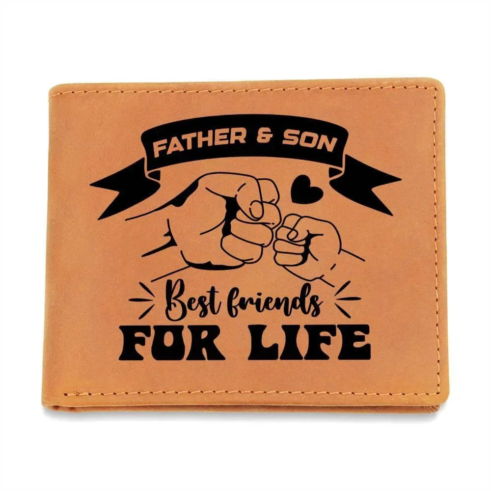 Father and Son Best Friends for Life Leather Wallet