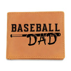 Baseball Dad Leather Wallet – Full Grain Cowhide Bifold – Gift for Sports-Loving Father, Coach, or Grandpa
