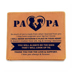 Gift for Papa - Never Outgrow Your Heart Genuine Cowhide Leather Wallet