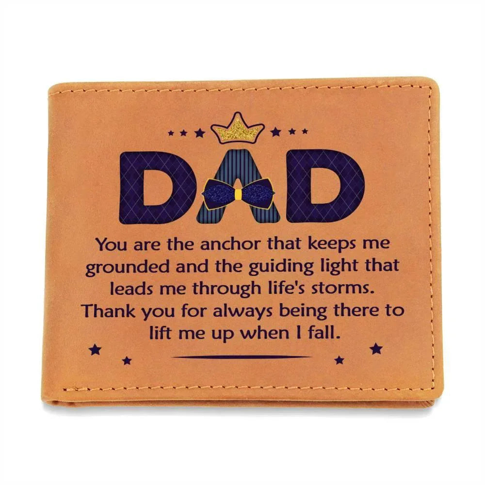 Gift for Dad You Are the Anchor Genuine Cowhide Leather Wallet