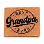 Grandfather Gift - Best Grandpa Ever Genuine Cowhide Leather Wallet
