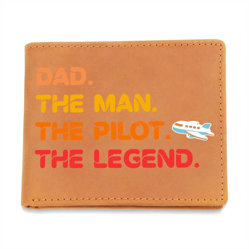Dad The Man The Pilot The Legend Leather Wallet - Mallard Moon Gift Shop