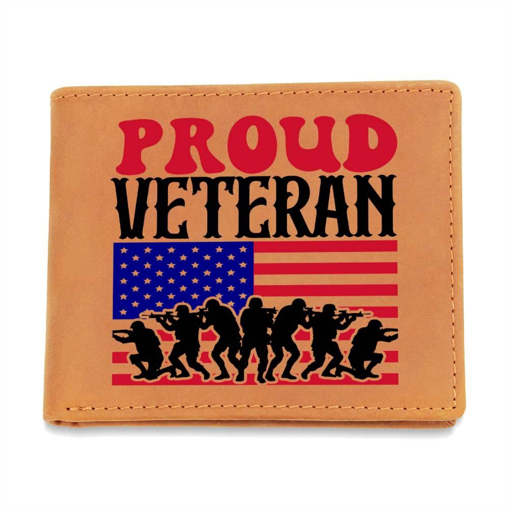 Proud Veteran Genuine Cowhide Leather Wallet - Mallard Moon Gift Shop