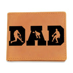 Baseball Silhouette Dad Wallet – Full Grain Cowhide Leather Bifold – Sports Gift for Father's Day or Baseball Coach