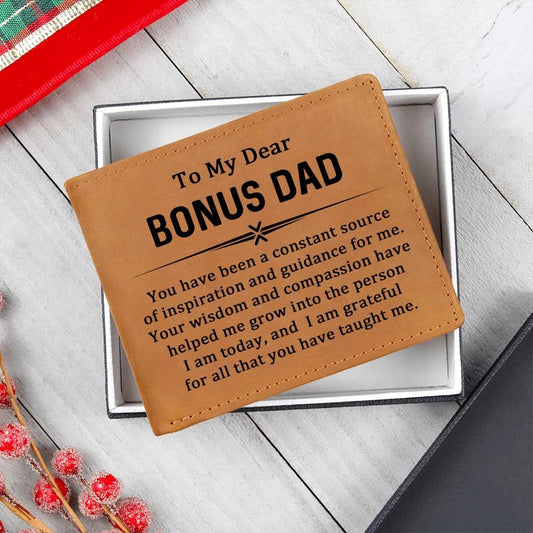 Gift for Bonus Dad Leather Wallet - Mallard Moon Gift Shop