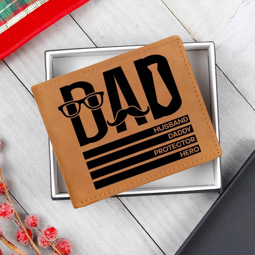 Dad Gift - Husband Daddy Protector Hero Leather Wallet - Mallard Moon Gift Shop