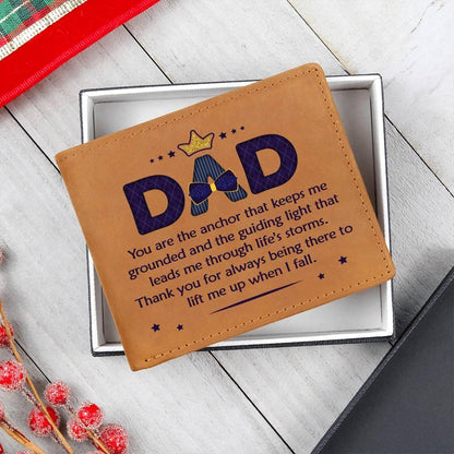 Gift for Dad You Are the Anchor Genuine Cowhide Leather Wallet - Mallard Moon Gift Shop