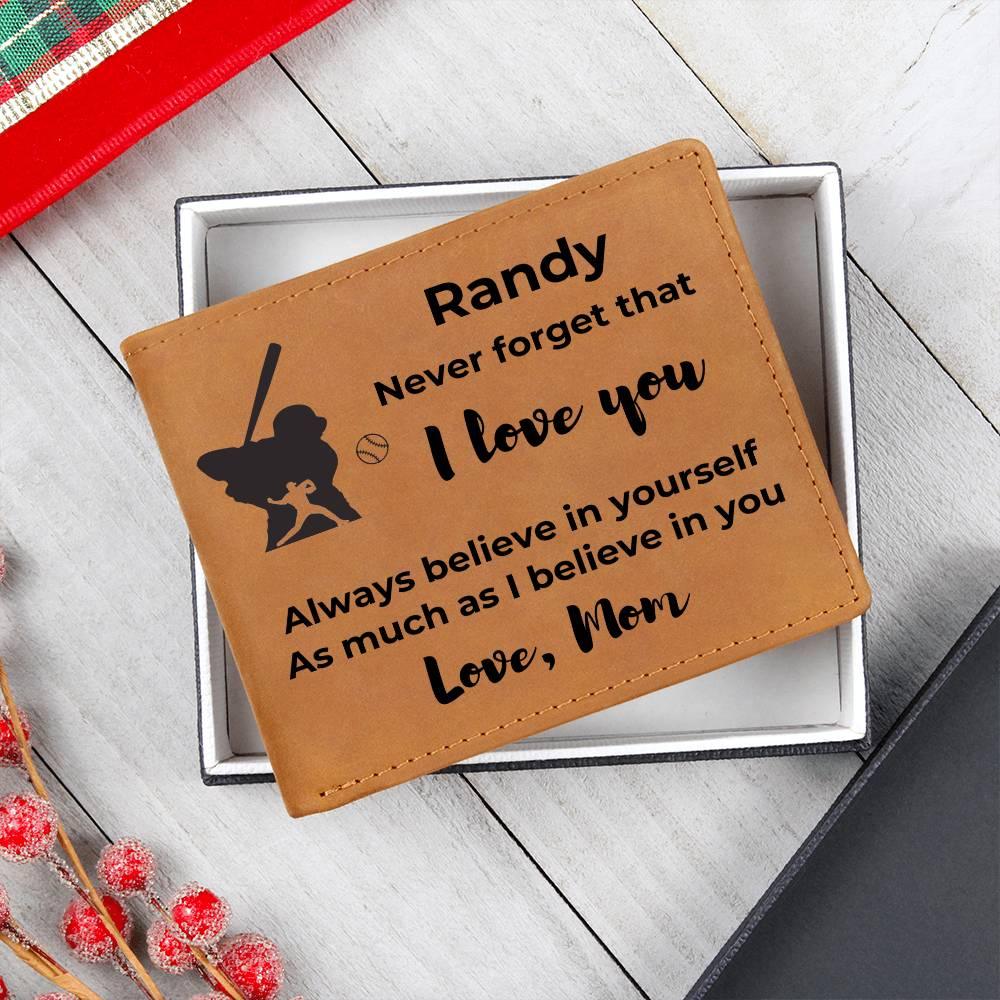 Baseball Custom Printed Believe in Yourself Cowhide Leather Men's Wallet - Mallard Moon Gift Shop