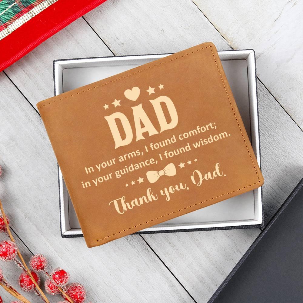 Dad In Your Arms, I Found Comfort Genuine Cowhide Leather Wallet - Mallard Moon Gift Shop
